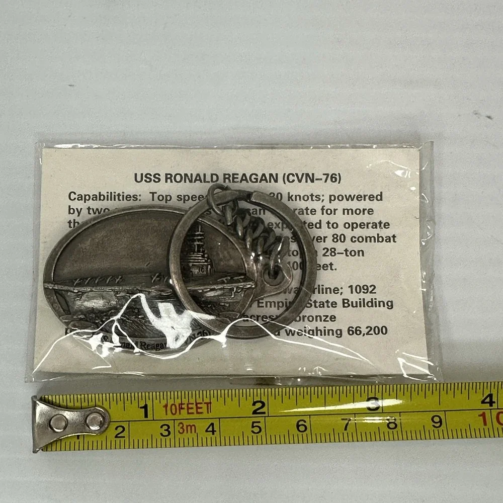 USS Ronald Reagan CVN-76 Aircraft Carrier Pewter Keychain Navy Souvenir